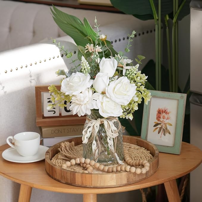 CEWOR Fake Flowers in Vase, Artificial Flowers Arrangement in Vase, Fake Floral - Image 6