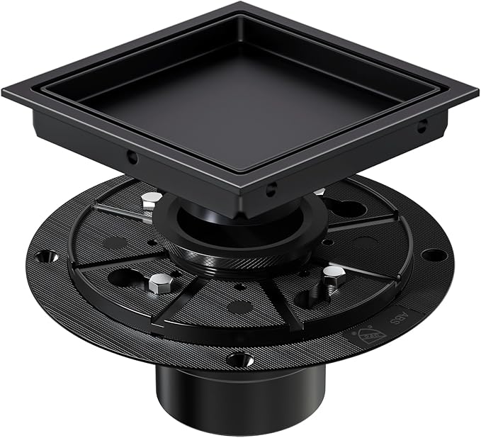 EXF Square Shower Drain 6 Inch Matte Black by EXF