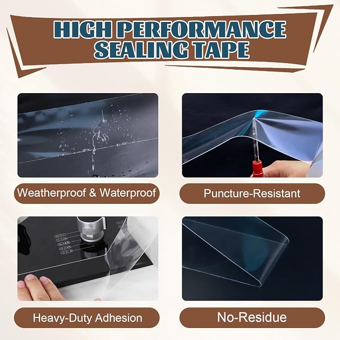 Window Sealing Tape 3 Inch x 33 Ft Transparent Insulation Waterproof Nano Draft - Image 3