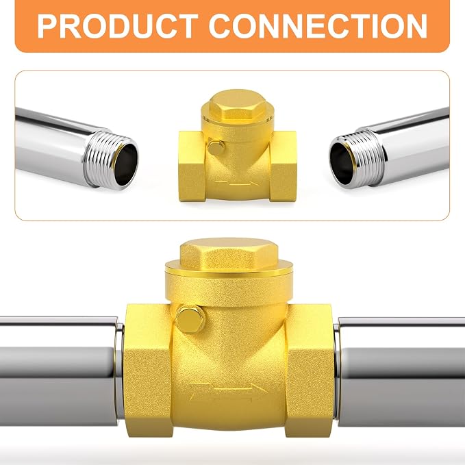 GASHER 1PC Swing Brass Check Valve DN80 3" Female Thread, Backflow Prevention - Image 6