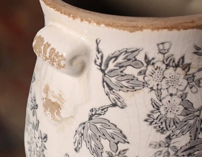 Rustic Farmhouse Ceramic Flower Pots, Vintage Antique Crock Planter & Vase | - Image 3