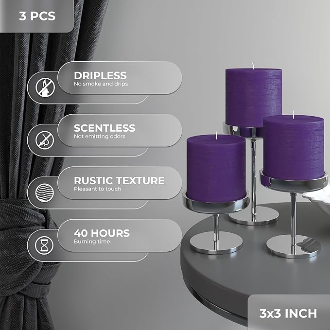 3x3 Pillar Candles Set of 3 - Image 3