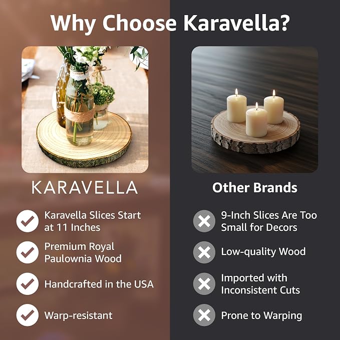 KARAVELLA Large Wood Slices for Centerpieces – Wood Centerpieces for Tables - Image 7