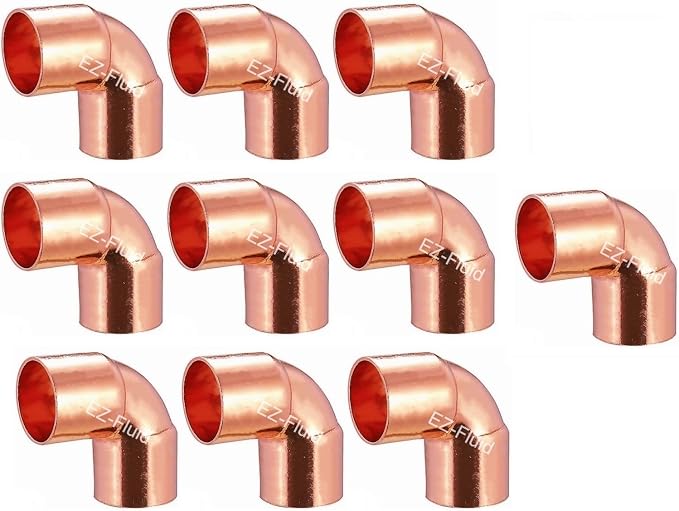 EZ-FLUID 1-1/2" C X C LF Short Radius Copper 90 Degree Elbow Pressure Copper by EZ-FLUIDPlumbingProducts