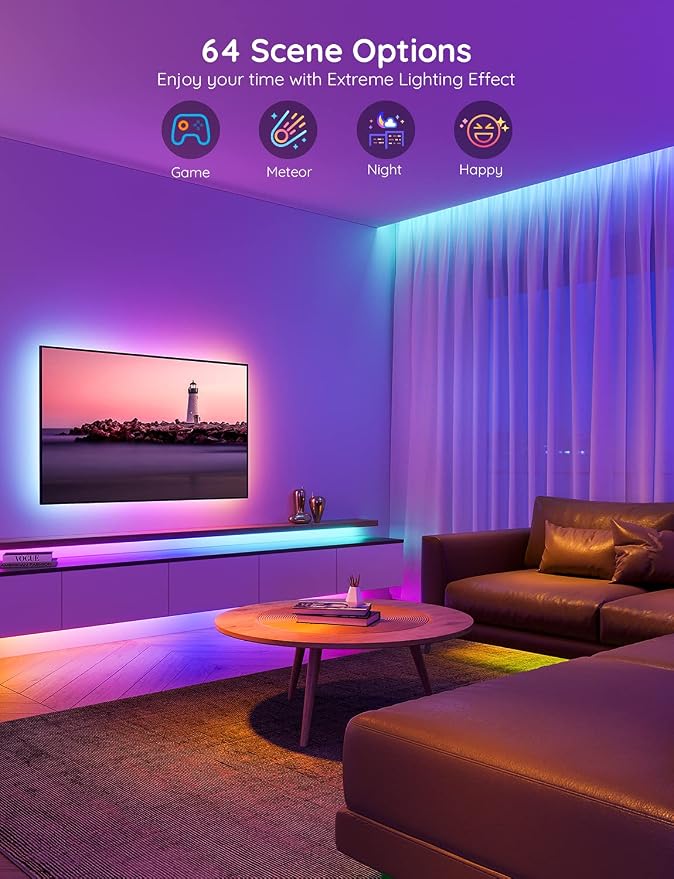 Govee 32.8ft RGBIC LED Strip Lights, Smart App Control Light - Image 3