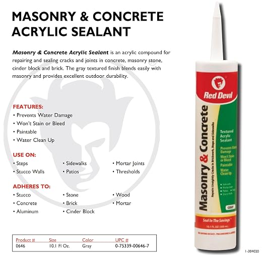 Red Devil 0646 Masonry and Concrete Acrylic Sealant, 10.1 oz., Made in USA - Image 3