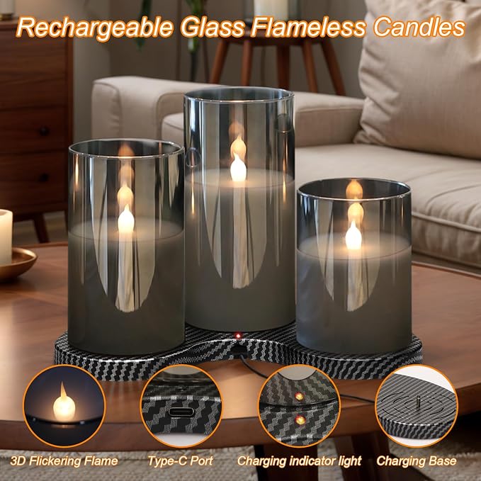 GenSwin Glass Rechargeable Flameless Candles - Image 3