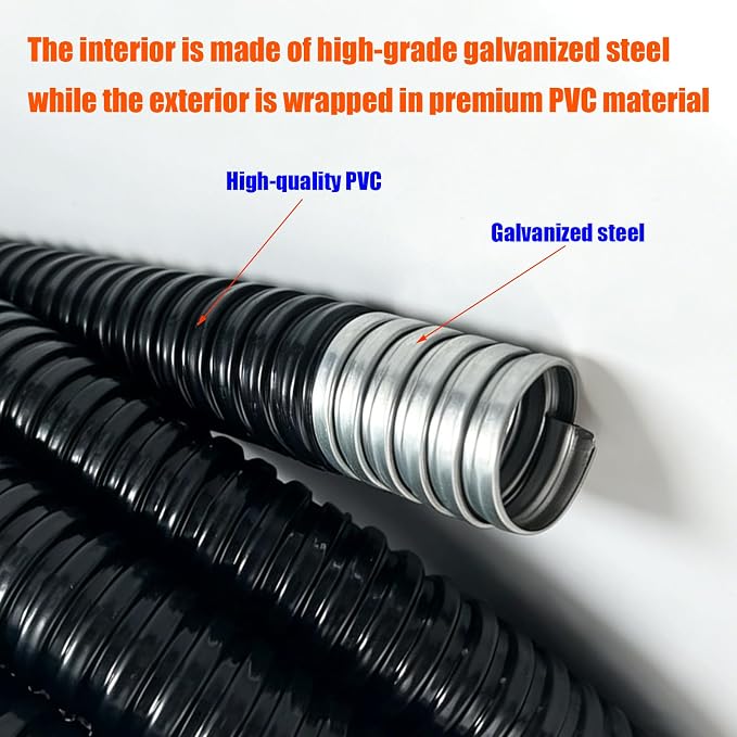 25ft1/2in Flexible Electrical Conduit, PVC-Coated Liquid-Tight, Galvanized - Image 3