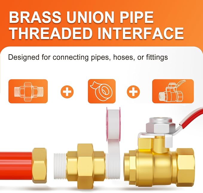 GASHER 5PCS 1/2"MNPT Brass Union Pipe Fitting | 1/2 Inch Male x 1/2 Inch Male - Image 8