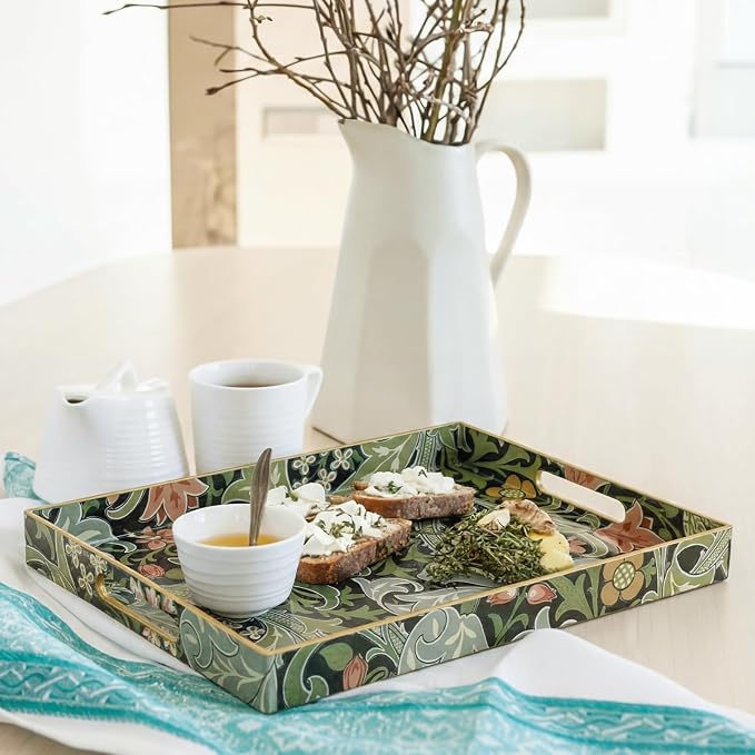 2 Pcs Serving Trays with Handle, Coffee Table Ottoman Tray, Plastic Large Small - Image 6