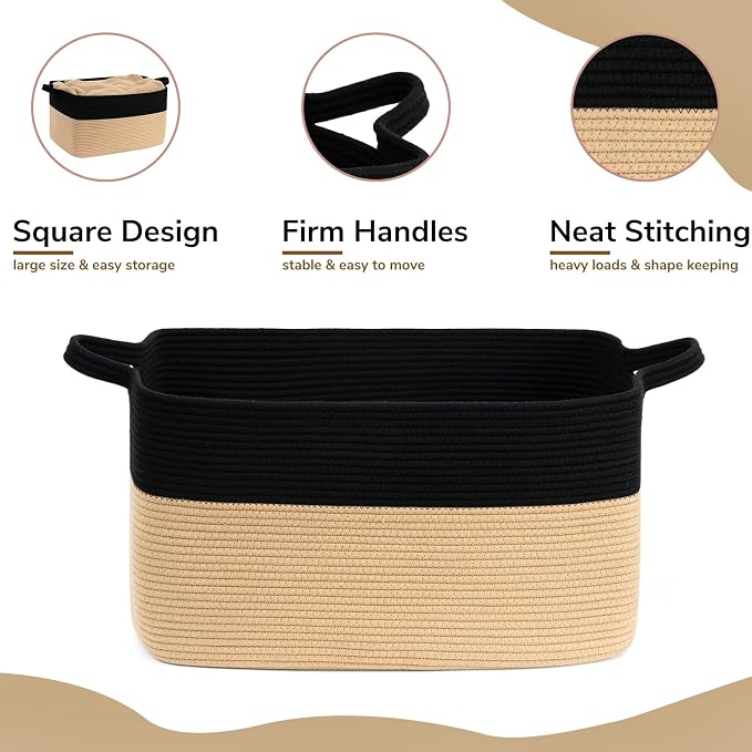 Goodpick Large Woven Blanket Basket, Bedroom & Nursery Organization, Reinforced - Image 6