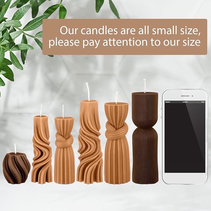 Threlaco 6 Pcs Pillar Candles Decorative Modern Aesthetic Ribbed Candle Set - Image 3