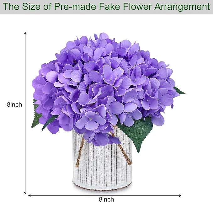 Purple Flower Table Centerpieces, Hydrangeas | Floral Arrangement Artificial - Image 2