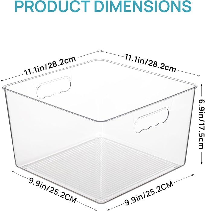 Vtopmart 8 Pack Extra Large Clear Storage Bins, 11x11 Cube Organizer | Acrylic - Image 2