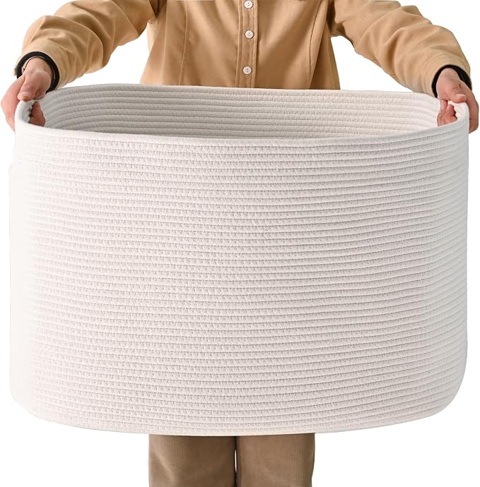 ICERZCZ White Laundry Basket, Blanket Baskets by ICERZCZ
