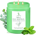 Mint Eucalyptus Large Scented Candle, 3-Wick 22oz Long Lasting Scented Candle by FFFRAGRFLOWING