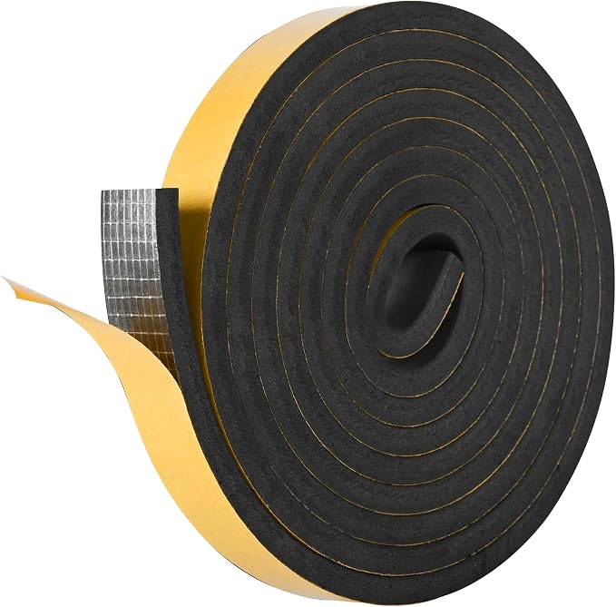 Self Adhesive Foam Tape Weatherstrip 2in x 1in x 6.5Ft High Density Foam by Kikerike