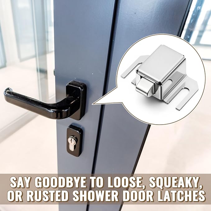 Jetec 2 Pack Silver Shower Door Latch Replacement, Stainless Steel | Single - Image 7
