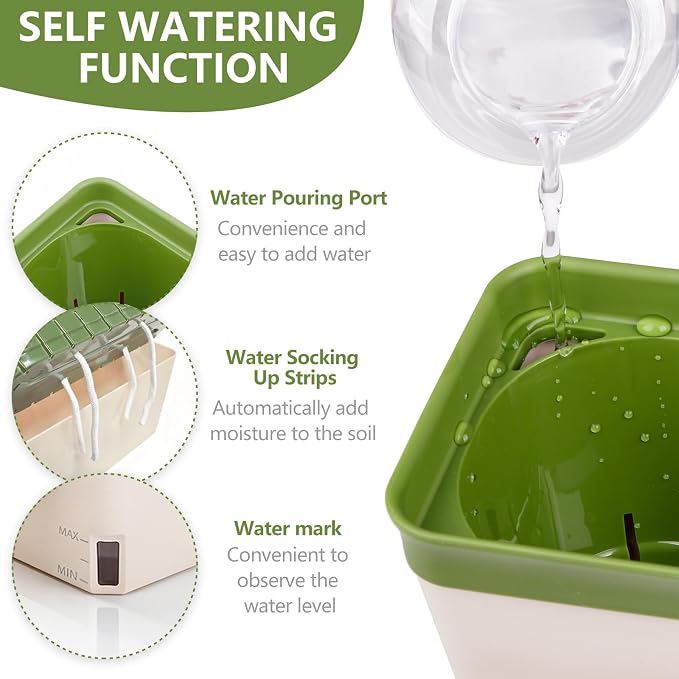 OurWarm Self Watering Pots for Indoor Plants, 6 Pack 10.5 Inch Plastic Window - Image 4
