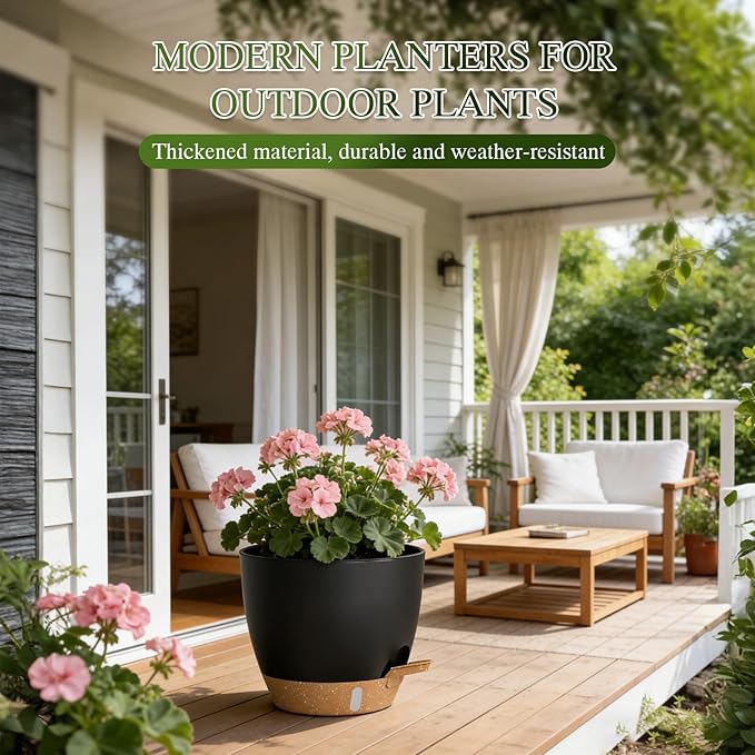 Self Watering Pots with Drainage Holes, 2 Pack 10 Inch Plant Pots with Water - Image 6
