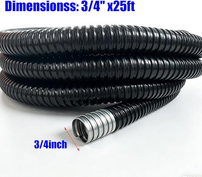 25ft3/4in Flexible Electrical Conduit, PVC-Coated Liquid-Tight, Galvanized - Image 2