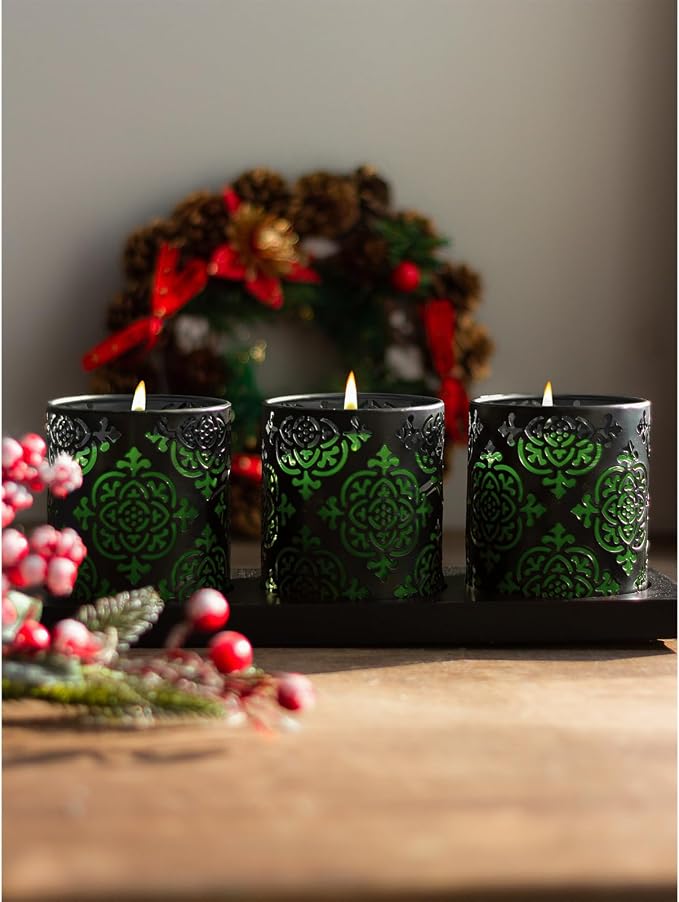 Green Pillar Candles Set of 3 - Image 4