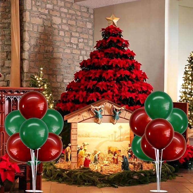 TONIFUL 4 Set Dark Red Green Balloon Stand Balloon Centerpiece - Image 7