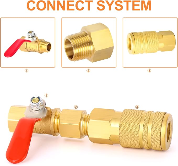 GASHER 5PCS Brass Pipe Fitting, 1/2-Inch Male Pipe x 1/2-Inch Female Pipe - Image 3