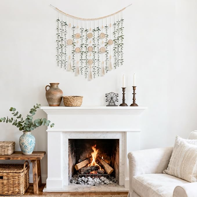 Dahey Boho Hanging Artificial Eucalyptus Garland Wall Decor 43'' Fake Plant | - Image 7
