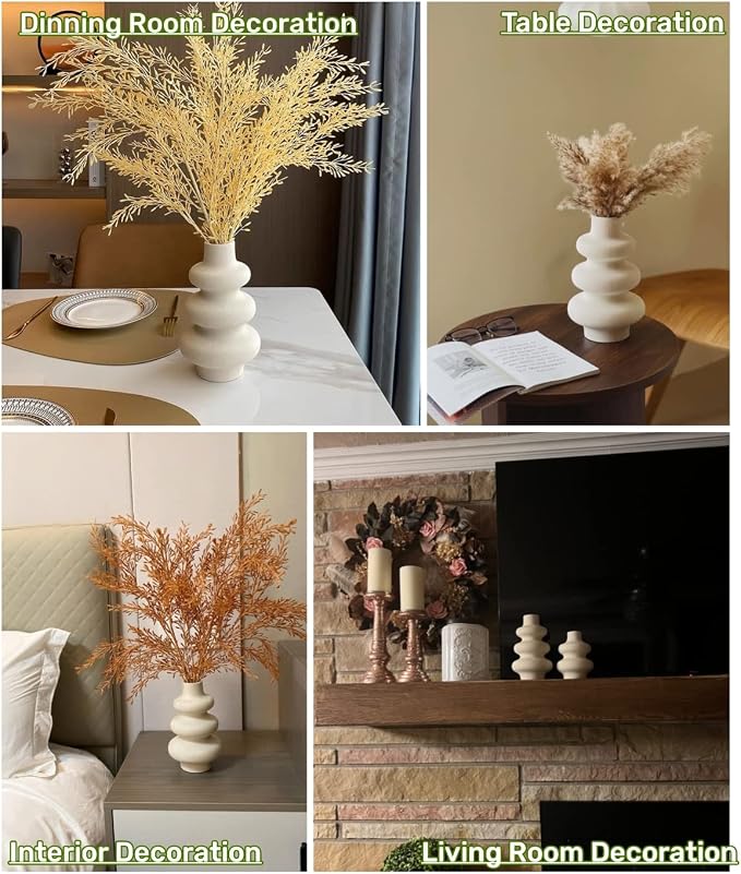 Ceramic Vase, Boho Home Decor Vase, Off White, L | Dried Pampass Vase, - Image 5