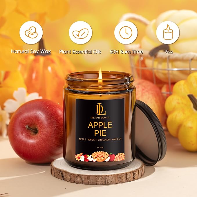 DL DREAMY DEWLA Fall Candle, Apple Pie Scented - Image 2