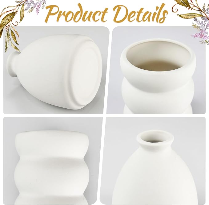 White Vases Set of 10, Small Ceramic Flower Vases Bulk Bud Vases - Image 7