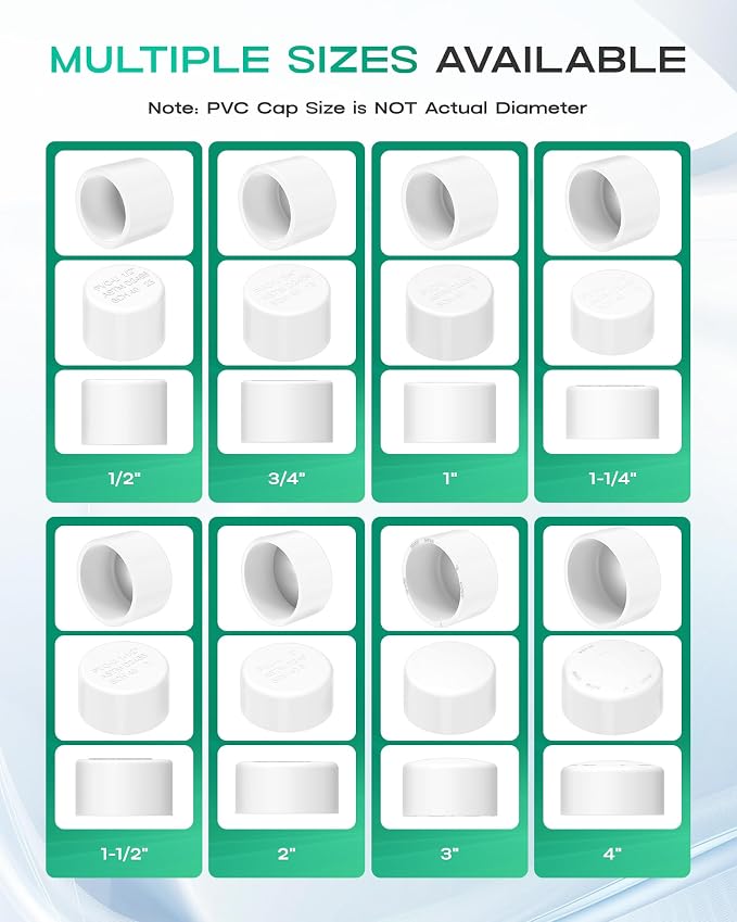 1 Inch PVC Cap, Fits Standard SCH40 1" PVC Pipe Fittings, Garden & Furniture - Image 9