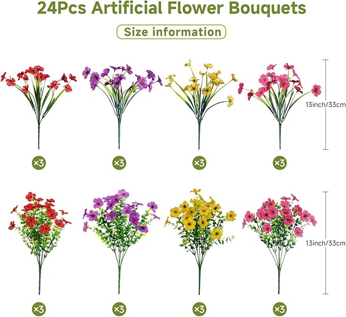 Alupssuc 24 Bundles Artificial Daisy Flowers UV Resistant - Image 2