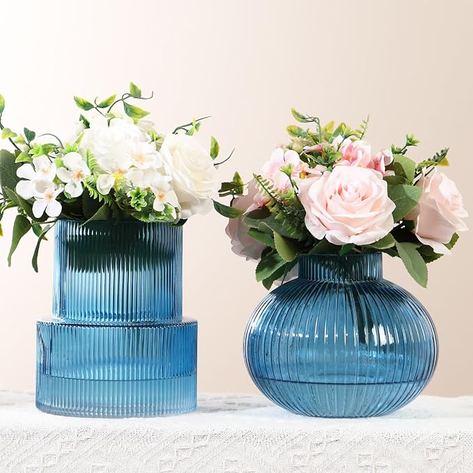 Ribbed Glass Vases, Modern Vase by YANWE