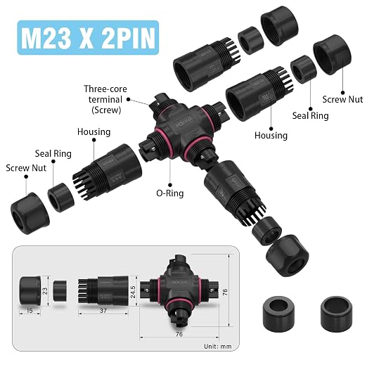 AOHUA M23 4 Way Junction Box Waterproof IP68 Outdoor Electrical Outlet Box - Image 2