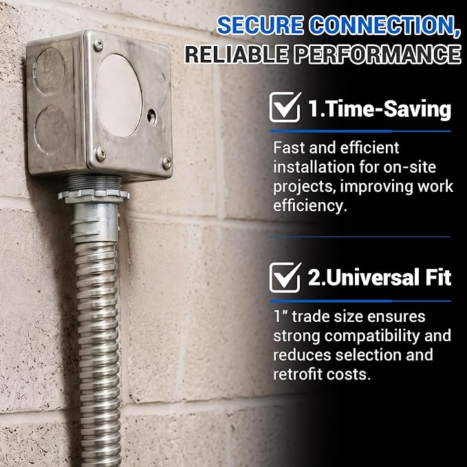 30 Pack 1-inch Flex Screw-in Connector, Screw-in Connector Conduit Fitting - Image 4