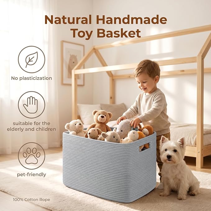 OIAHOMY 75L Large Blanket Basket, Woven Blanket Storage Basket - Image 5