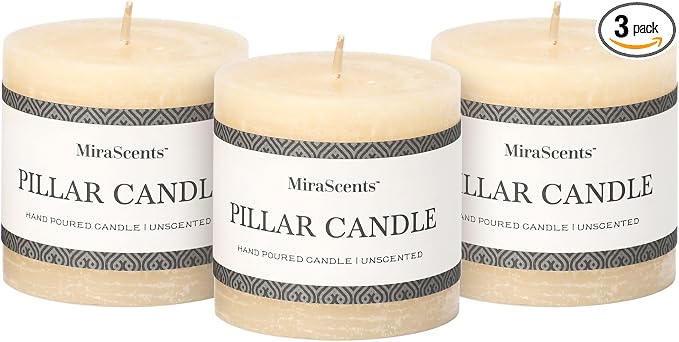 Ivory Pillar Candles by MiraScents