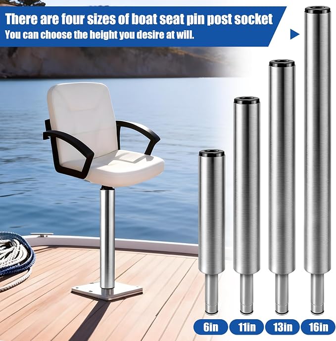 3/4" Boat Seat Pin Post, 16-Inch Height Marine Aluminum Alloy Pedestal Base Post - Image 6
