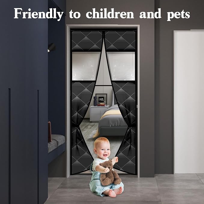 Veanusiver Magnetic Thermal Insulated Door Curtain Detachable Visible Windows - Image 7