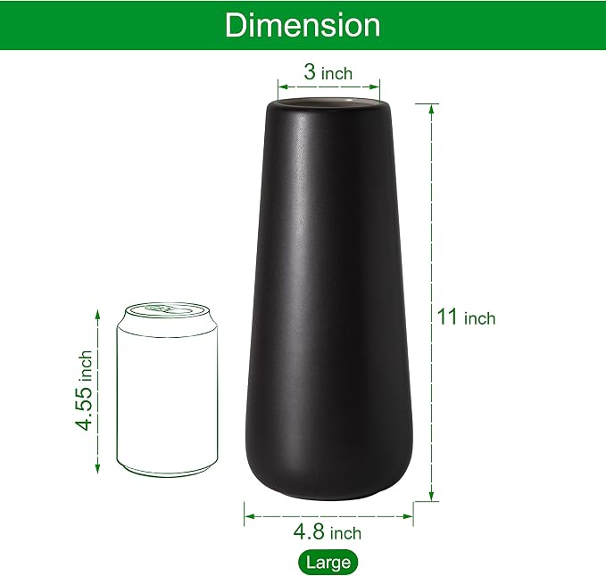 D'vine Dev 11 Inch Ceramic Flower Vase Matte Finishing, Minimalist Design - Image 4