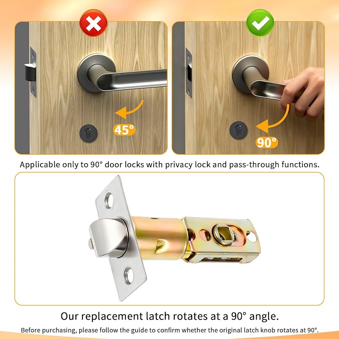 Adjustable Door Latch, 60/70mm Adjustable Passage Door Latch, Doors Knob Latches - Image 4