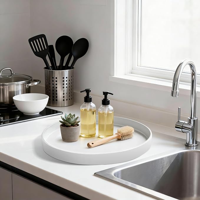 1 Pack 11" Bathroom and Vanity Tray, ABS Bathroom Counter Organizer, Coffee - Image 4