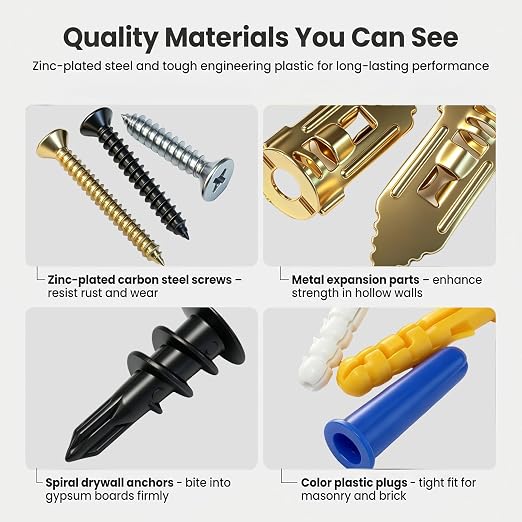 weideer 165PCS 8Sizes Drywall Anchors and Screws Kit, Toggle Bolts and Wing Nut - Image 4