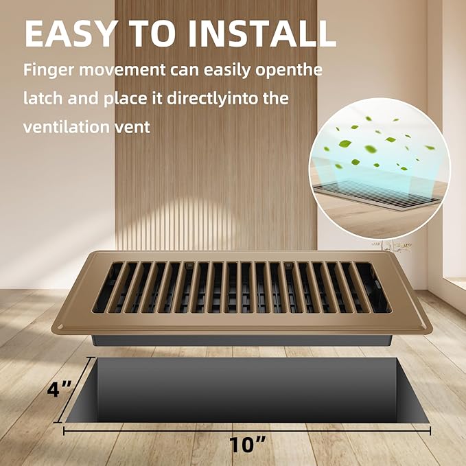 Floor Register 4x10, 4 Pack Brown Floor Vent Covers - Image 3
