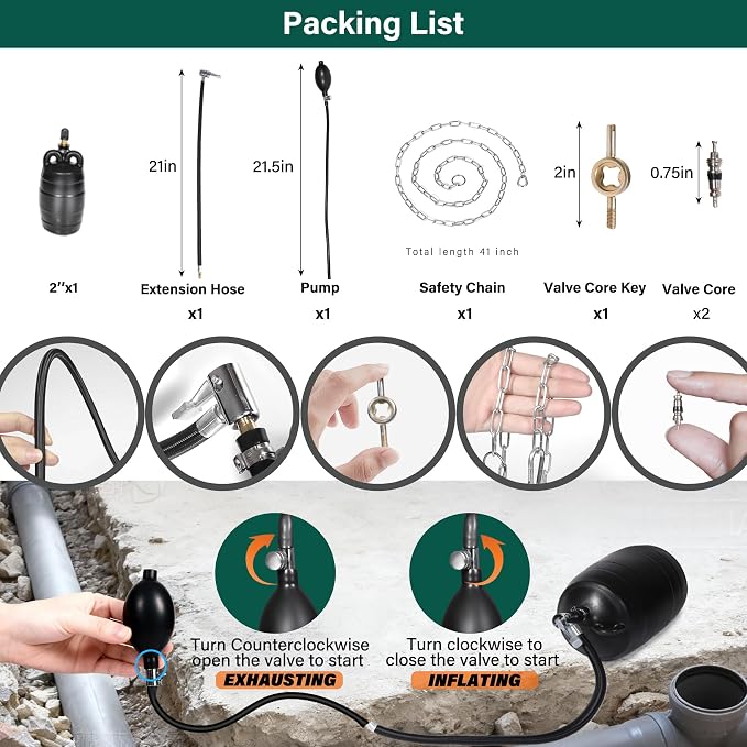 2 Inch Inflatable Pipe Plug Balloon Kit - Image 3
