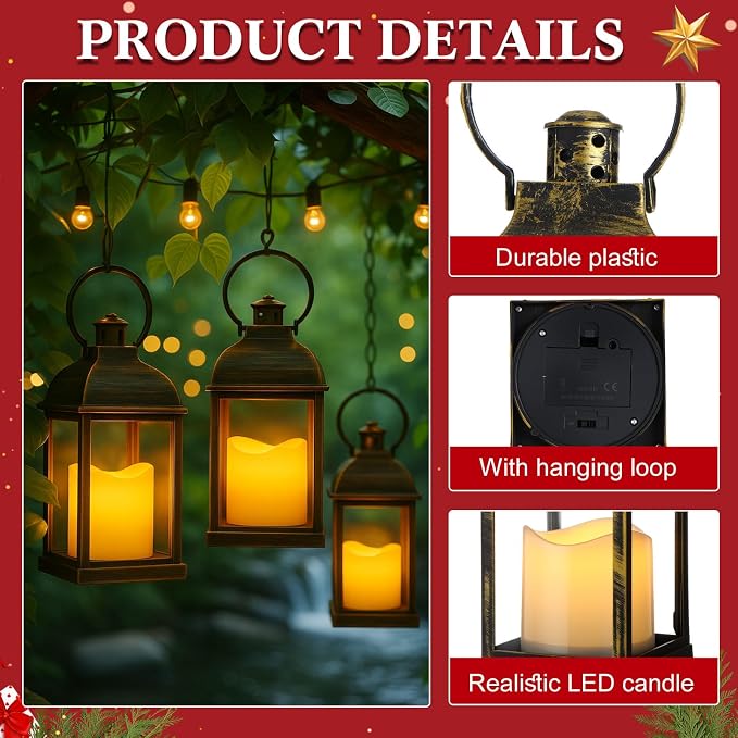 8 Pcs 10 inch Decorative Candle Lantern Bulk - Image 3
