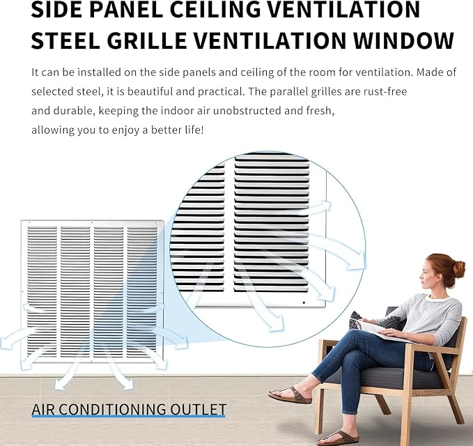 14x14 Duct Opening | Steel Return Air Grille by HOANK | Vent Cover Grill - Image 8