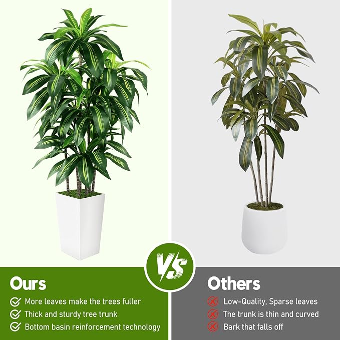 Artificial Dracaena Tree Indoor, 5FT Tall Fake Tree - Image 3